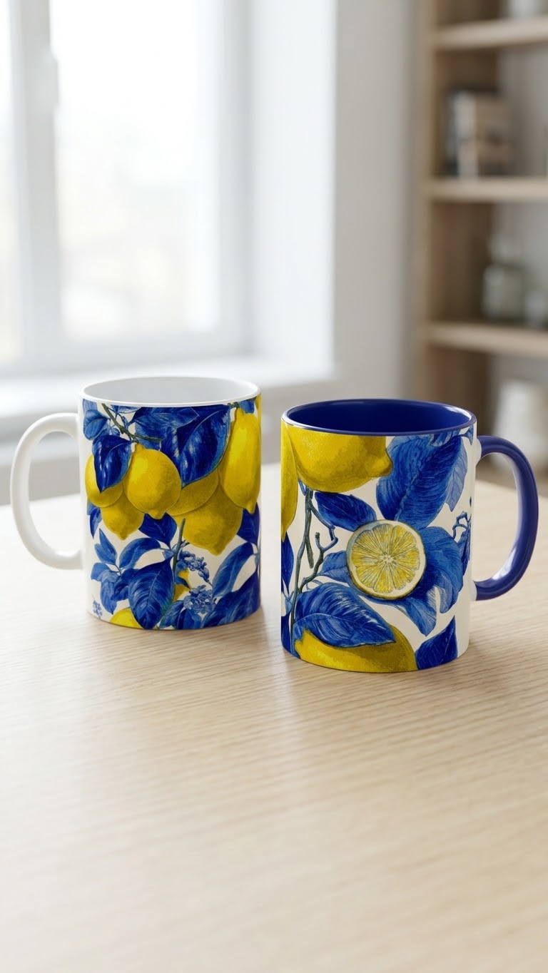 Taza Limones con monograma CS dorado